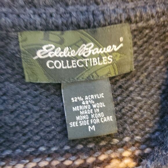 Vtg Eddie Bauer Collectibles Womens Sz M Fair Isle Nordic Button Front Sweater - Picture 5 of 7